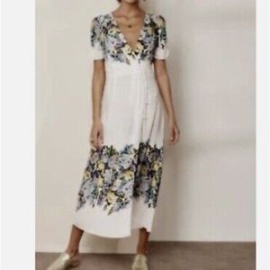 Free People Womens Jaimie Floral Print Short Sleeves Midi Dress